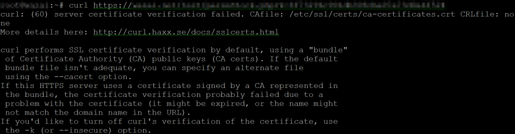 curlssl Ubuntu 16.04 curl: Server Certificate Verification Failed.